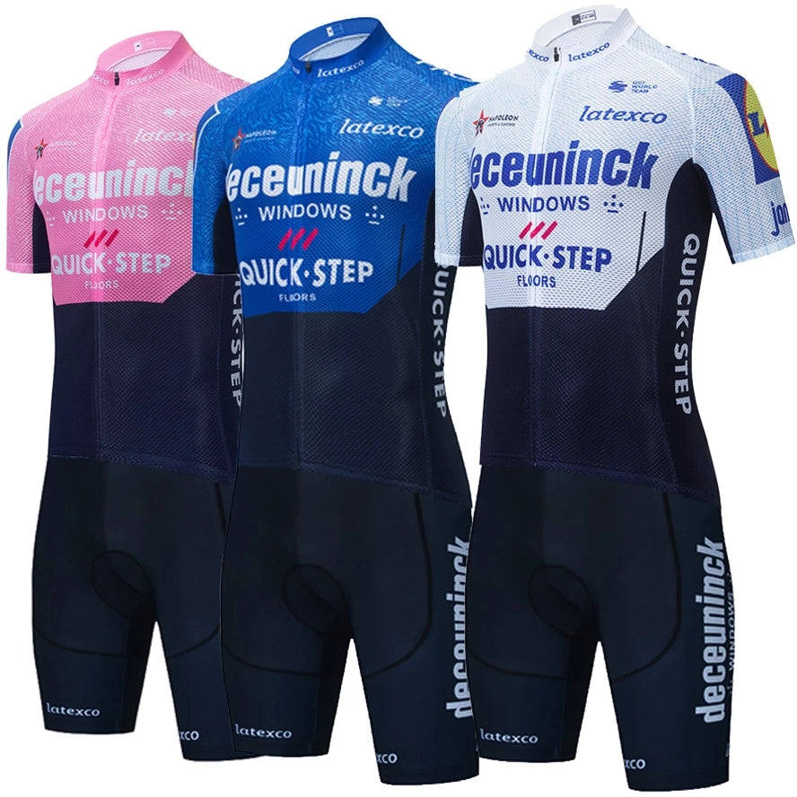 Tour De France 2021 Pro Team Quick Step Cycling Jersey Set Summer Breathable Short Sleeve Bicycle Clothing MBT Bike Jersey Bib Shorts Suit