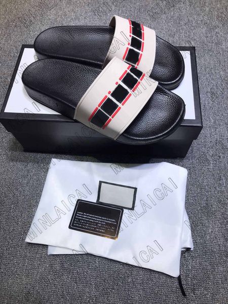 Pursuit Printed Pool Slides Mens Slippers Womens Designer Sandals Italy Stripe Bee Tiger Flower Coated Canvas Leather Beach Casual Slipper A