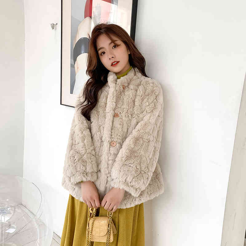 jacket Women Winter Thick Warm ffy Faux Coats Jackets Female Short Furry Rex Rabbit Fur Outerwear Ladies Casual Loose Overcoat