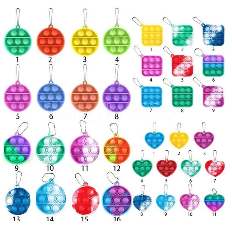 Decompression Toy Fidget Simple Dimple Keychain Push Bubble Fidget Toys key chain Anti Stress Bubble Board keychain CJ09