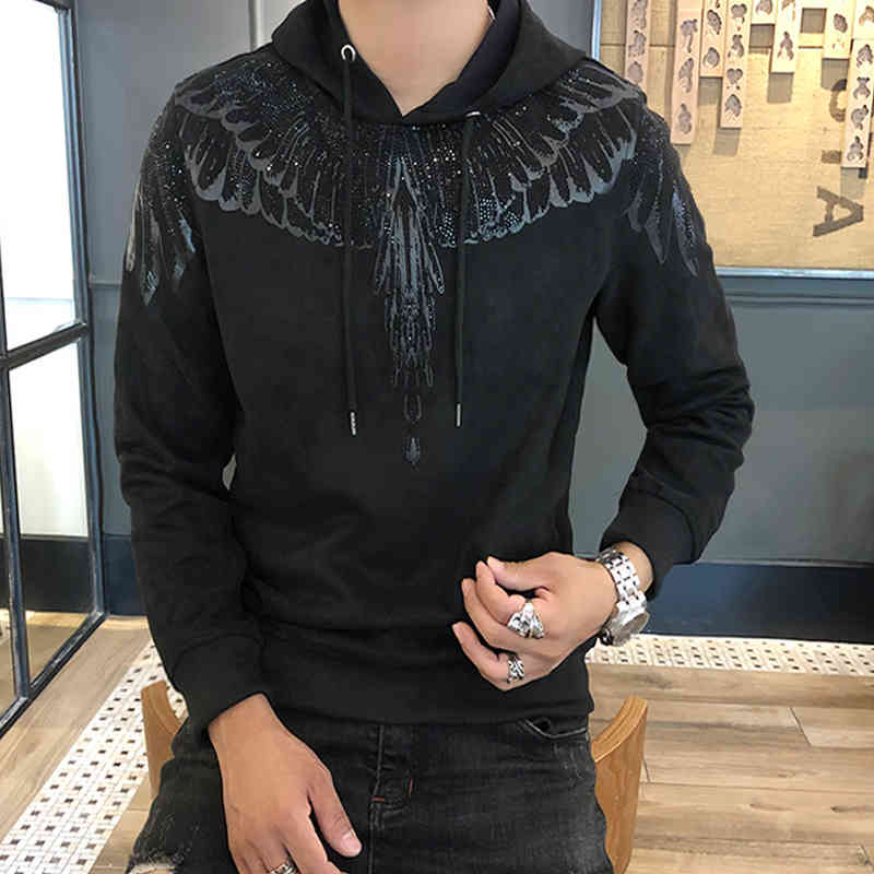 hoodie silver man shining diamond wings feather