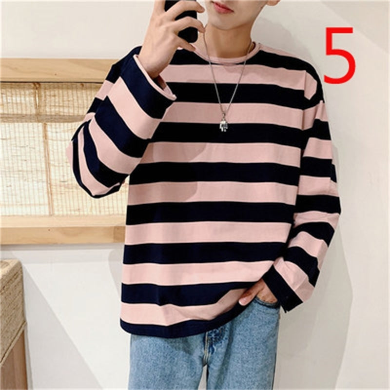 t shirts Korean Slim Youth Wild Pure Color Bottoming Shirt Round Neck Long Sleeve T-Shirt Male Autumn Thin