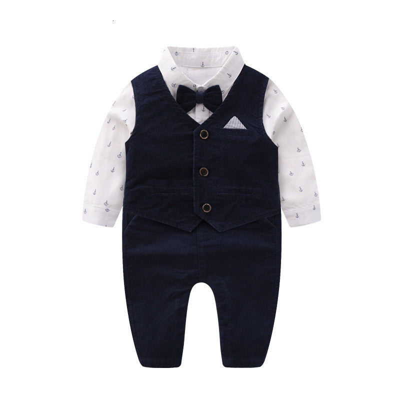 Children&#039;s suit 3Pcs Infant Gentleman Outfits Baby Boys Clothes Set Newborn Birthday Baptism Clothing Suit Toddler White Shirt +Vest + Pants