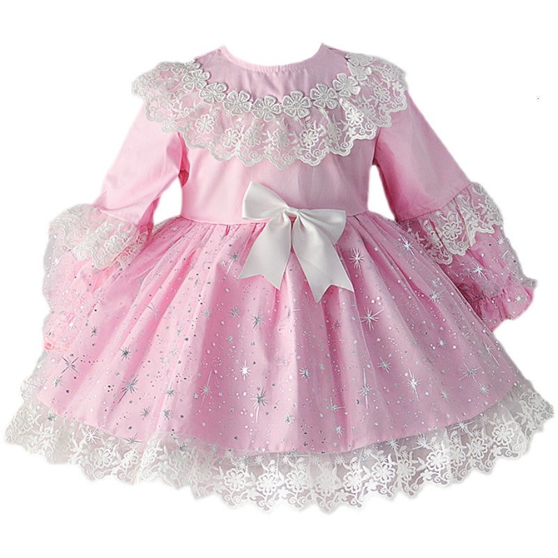 Girls&#039; dresses Kids Spanish Girls Princess lolita Vestidos Children Birthday Party Ball Gown Infant Lace Spain Boutique Dreeses