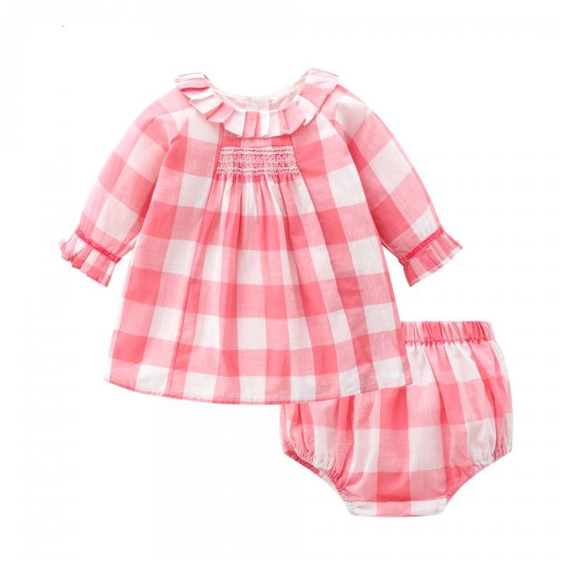 Girls&#039; dresses 2PCS Baby Girl Smocked es Infant Smocking Handmade Frocks Kids Boutiques Princess Clothing Childen Pink Smock + Pants