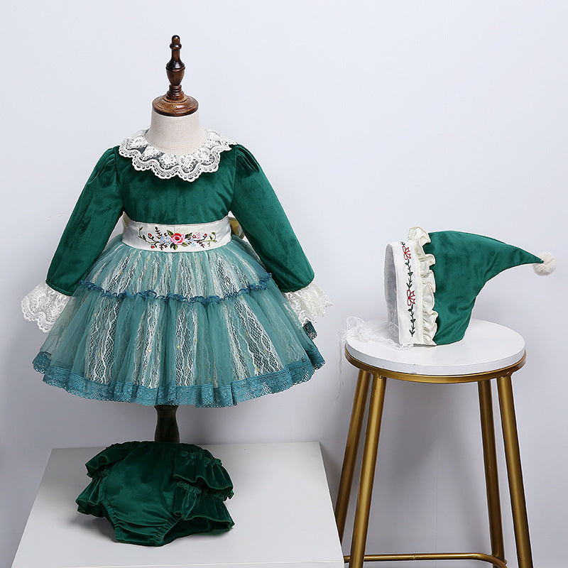 Girls&#039; dresses 3PCS Children Spanish es for Baby Girls Christmas infant Turkey Vintage Style Ball Gown Toddler New Year Frocks