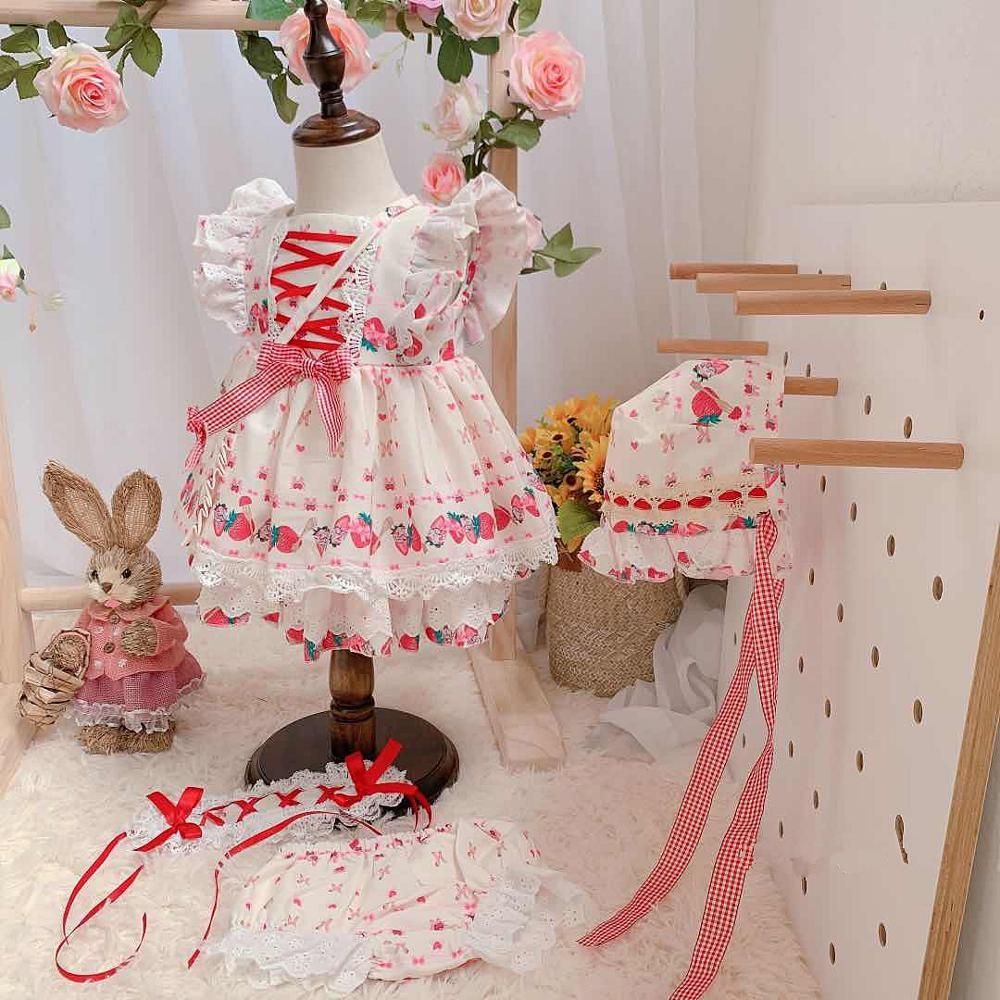 Girls&#039; dresses Summer Baby Girl Spanish es Toddler Girls Bouqitue Clothes Infant Spain Lolita Pink Children Birthday Baptism Frocks