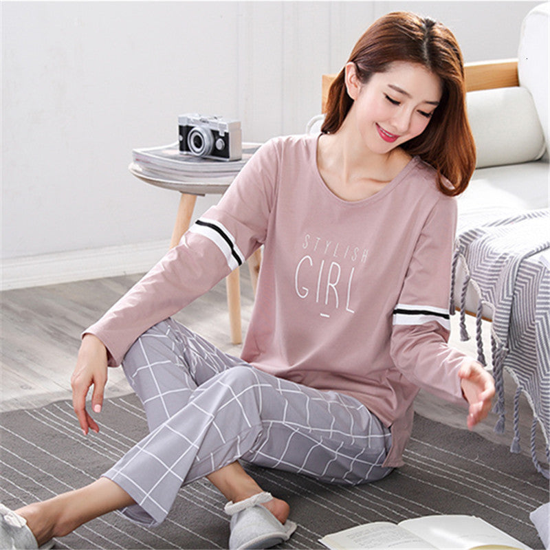 sleepwear Pyjamas 2021 Autumn Long Sleeve Cotton Home Clothes Women Night Suit Two Piece Plus Size Sleepwear Ladies Pajamas Set 5XL