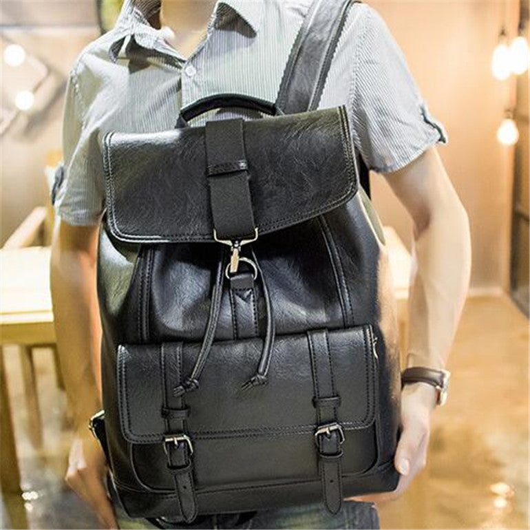 wholesale brand fashion leather backpack bag student bags of large capacity wind all-match simple computer handbag leathers comfort Backpacks