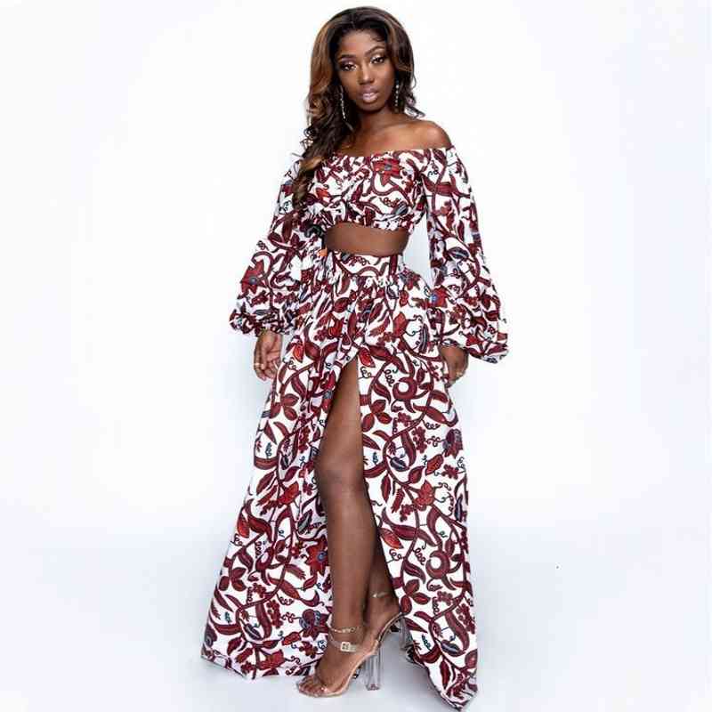 dresses Africa For Women African Clothes News Dashiki Print Party Shoulder Off Ladies Sling Skirts Bazin Ankera Long Robe