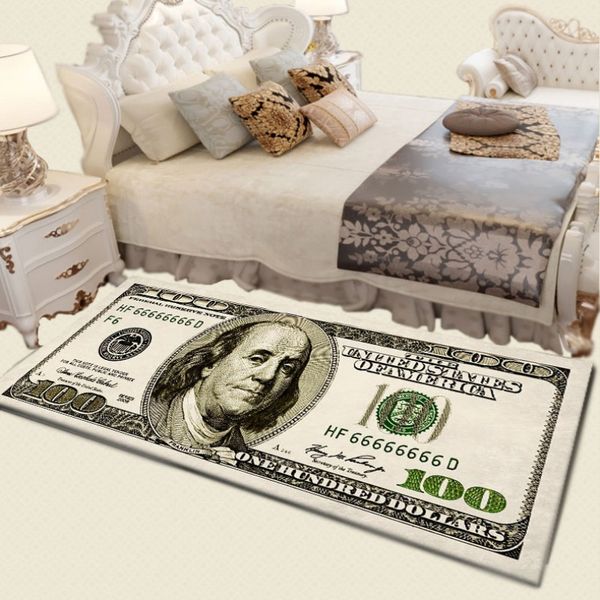 USA Creative 3D Carpet Vintage Currency Money 100 Bill Dollar Painting Floor Mat Porch Carpet Home Living Room Bedside Decor Rug 210329