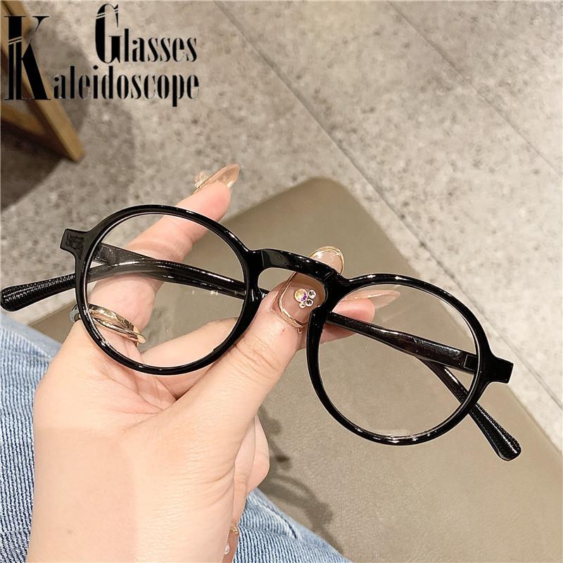 Fashion Sunglasses Frames Retro Round Glasses Frame Women Men Black Small Optical Computer Flat Mirror Trend Leopard Eyeglasses Wholesale