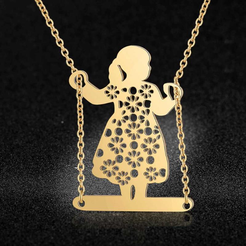 Pendant Necklaces 100% Stainless Steel Swinging Girl Fashion Necklace For Women Unique Design Wholesale Special Gift