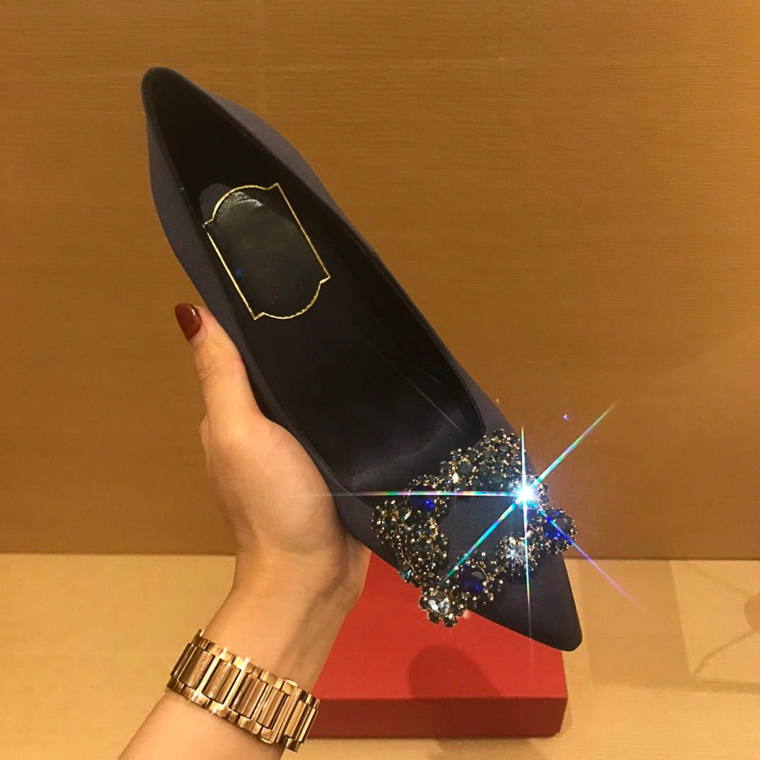 2021 Women temperament sandals Genuine Leather Womens Sandal 10cm Highs Heels Shoes with drill decoration shining Fashion Popular 6 Colors woman sho