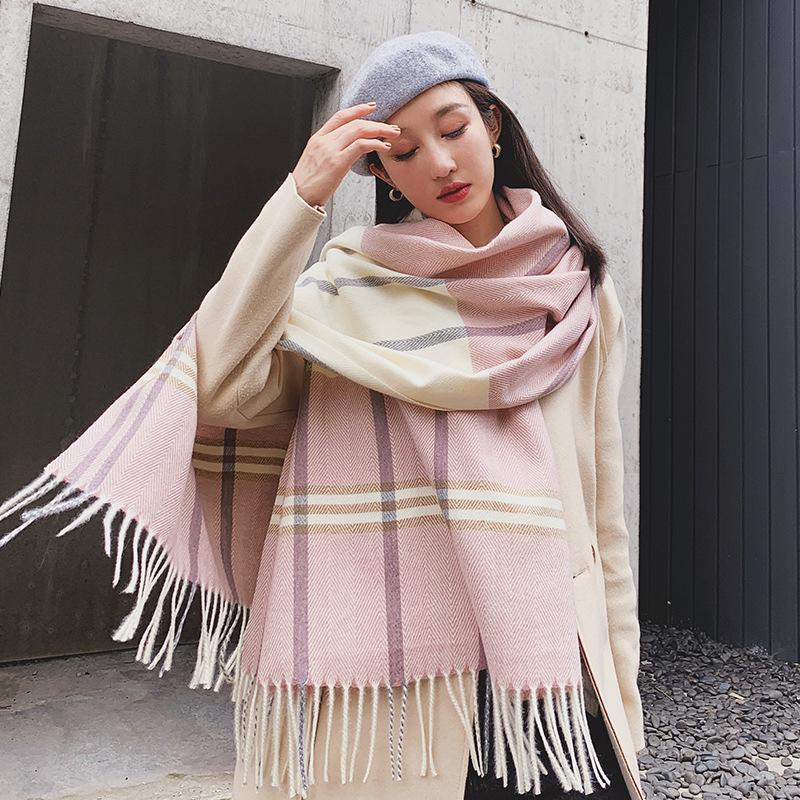 Scarves Arrival Fashion Comfortable Dual-use Scarf Autumn Winter Elegant Vintage Thick Warm Cute Plaid Knit