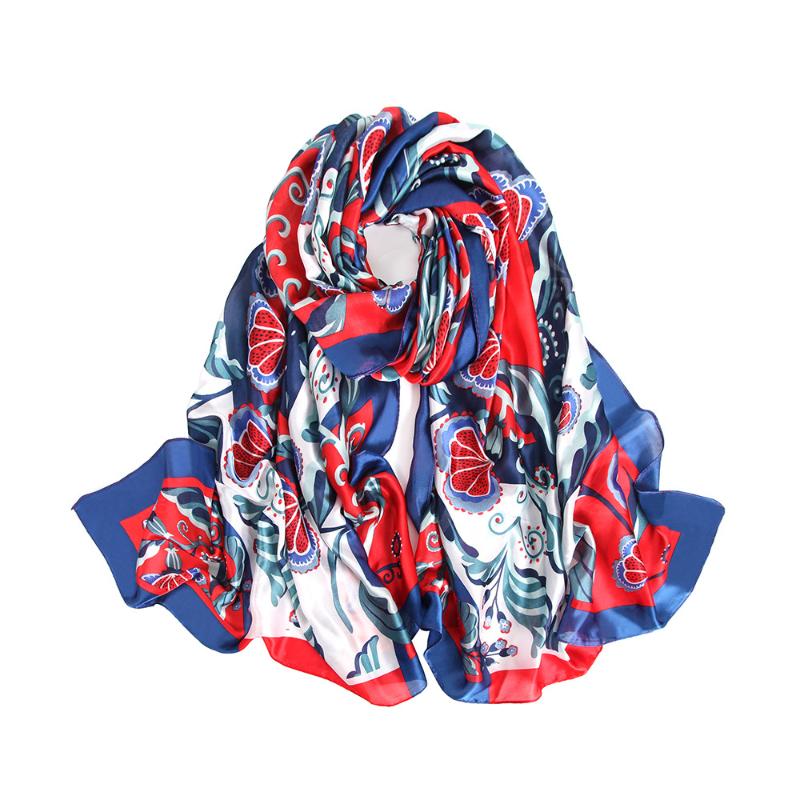 Scarves 90cm*180cm (35&quot;, 71&quot;) All-match Printed Colorful Soft Smooth Artificial Silk Scarf For Woman