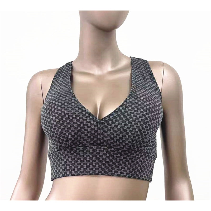 Back cross back sports fitness underwear Yoga honeycomb bubble jacquard bra