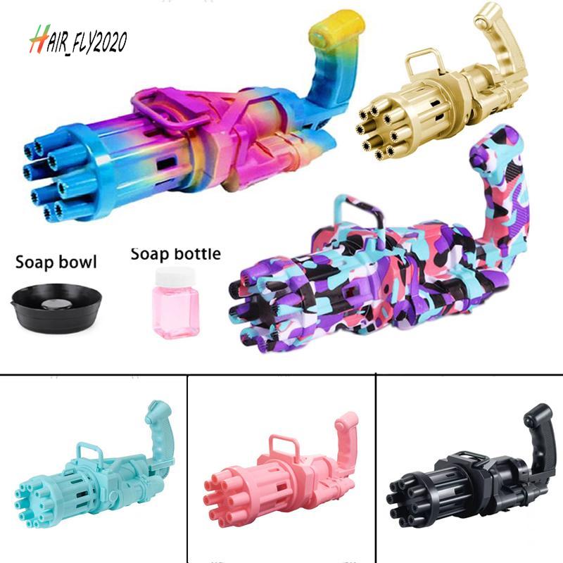 DHL Kids Automatic Gatling Bubble Gun Toys Summer Soap Water Machine 2-in-1 Electric For Children Gift US stock HJ01