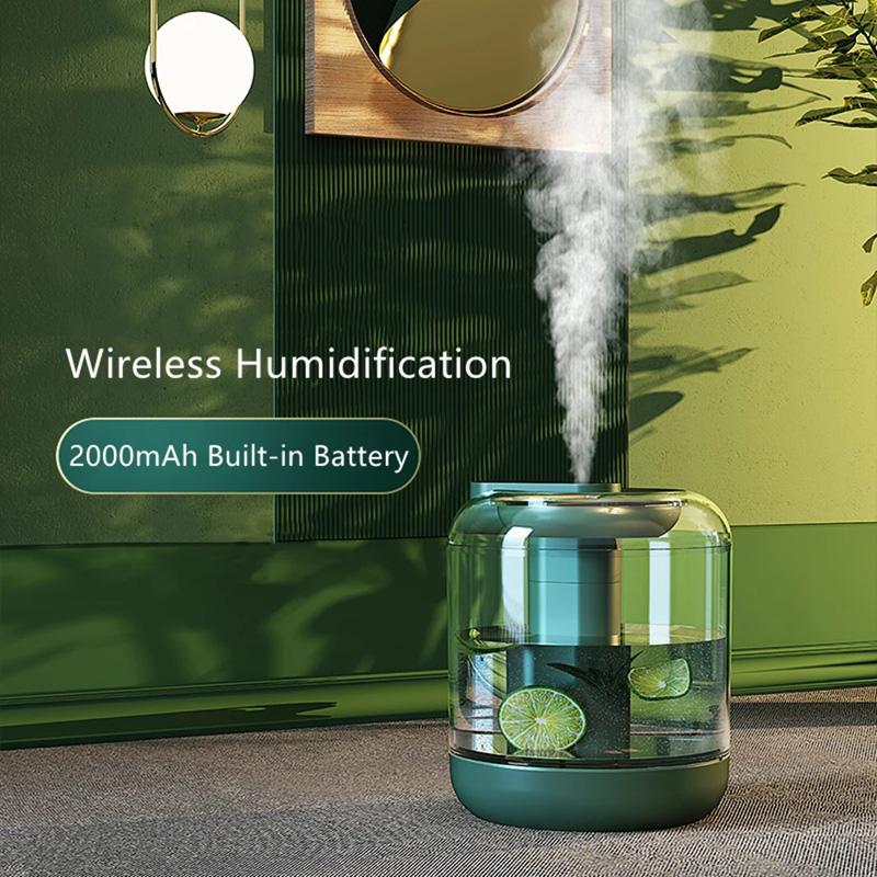 Humidifiers 1000ML Large Capacity Air Humidifier Rechargeable 2000mAh Battery Aroma Essential Oil Diffuser USB Mist Maker LED Light For Home
