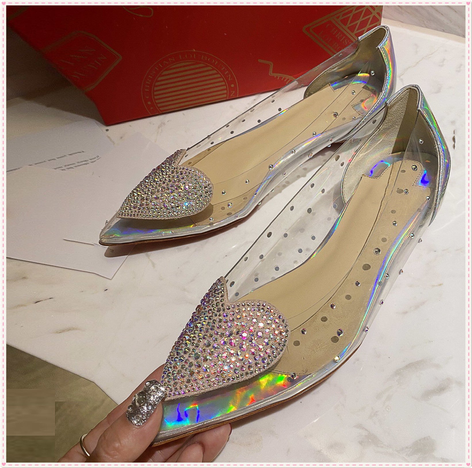 2021ss Top quality Women Slippers Drill Shining Luxurys Designers Sandals with High Heels Leather Girl Slides Sandalias Leisure Shoes Size 34-42 wit