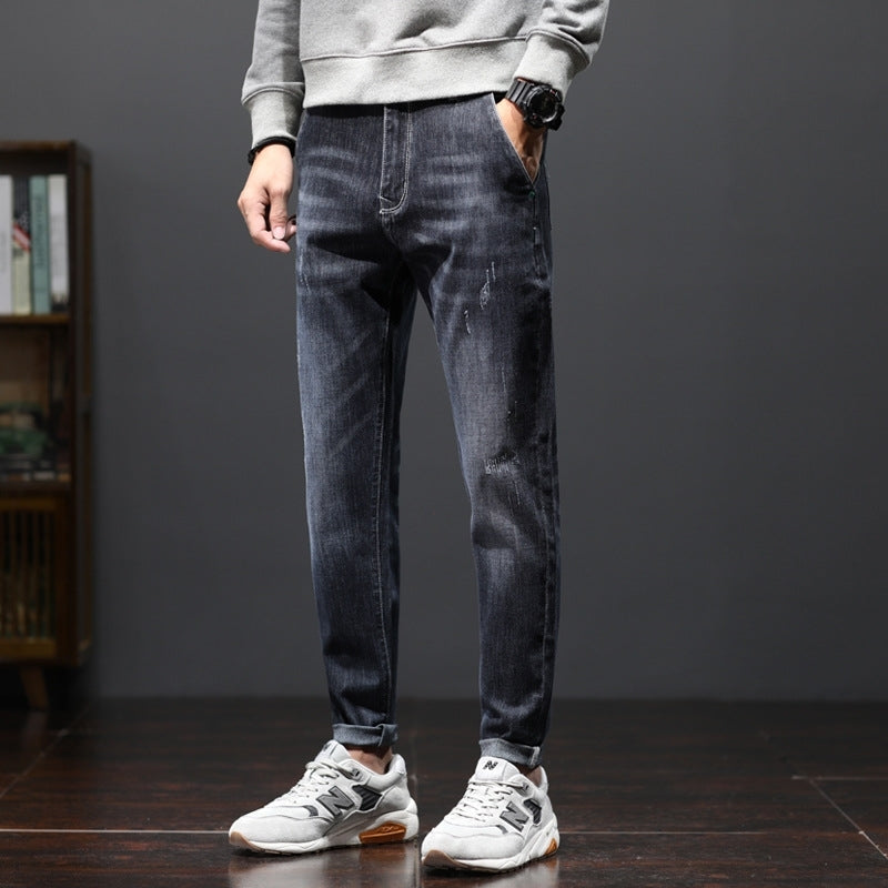 New jeans men&#039;s fashion Korean JEANS PANTS YOUTH elastic slim Leggings