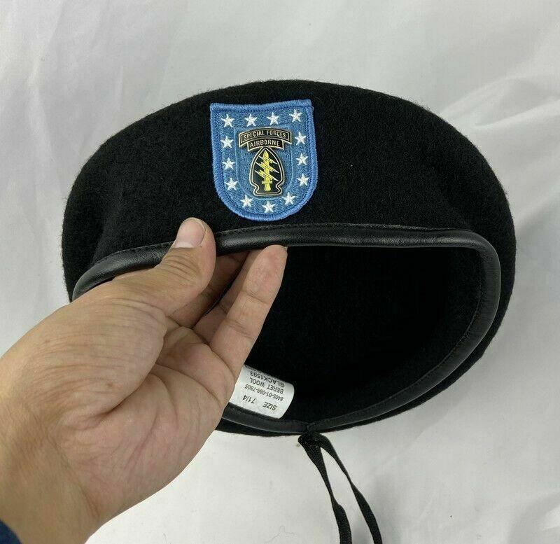 Berets Us Army Infantry Regiment BLACK Wool Beret Special Forces Airborne Badge Military Hat