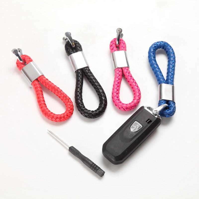 Keychains Leather Knitting Rope KeyChain Hand Woven Horseshoe Buckle For Women Man Fashion Key Accessory Keyrings Gifts