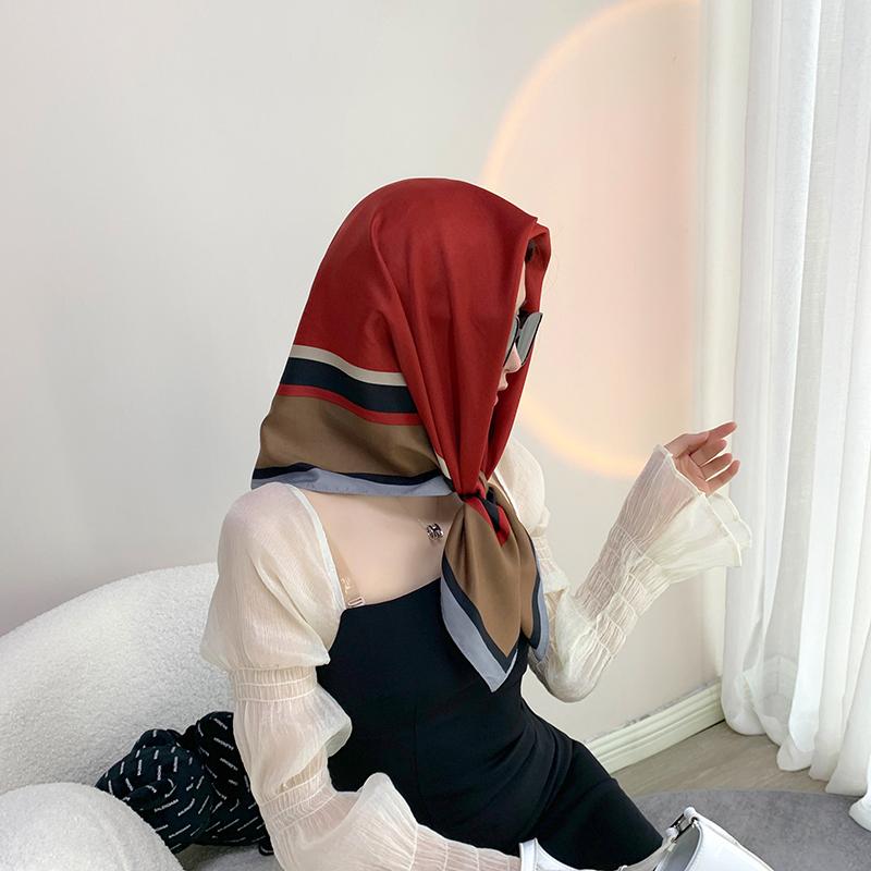 Scarves 90cm * Design Scarf Lady Shawl Printed Silk Felt Headscarf Square Wrap 2021