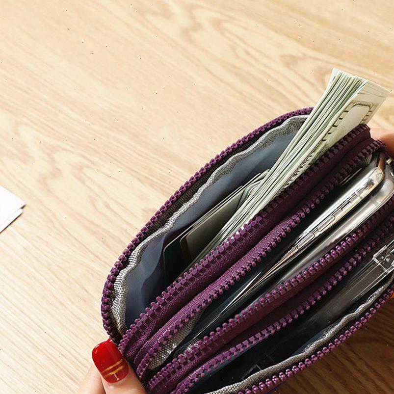 3 Layer Canvas Phone Bag Women Wallets Solid Short Wallet Three Zipper Card ID Holders Walles Key Coin Purses Bags