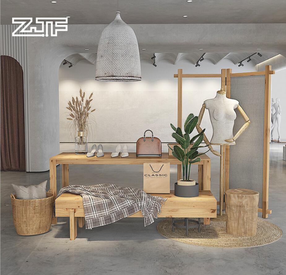 Clothing store display table Commercial Furniture water solid wood tables rectangular height displays Taichung Island D4