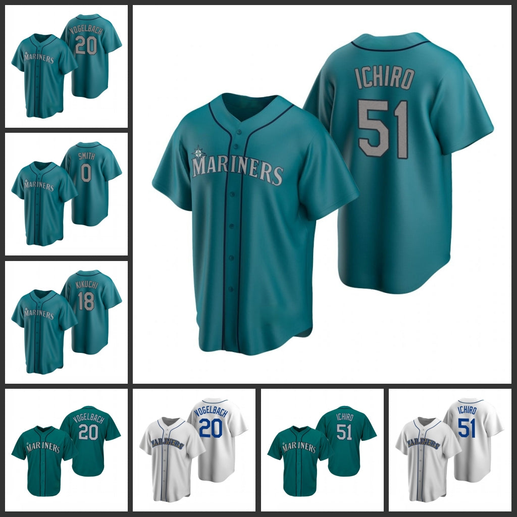 Seattle&#13;Mariners&#13;Men Mallex Smith Ichiro Suzuki Yusei Kikuchi Daniel Vogelbach Women Youth Jersey