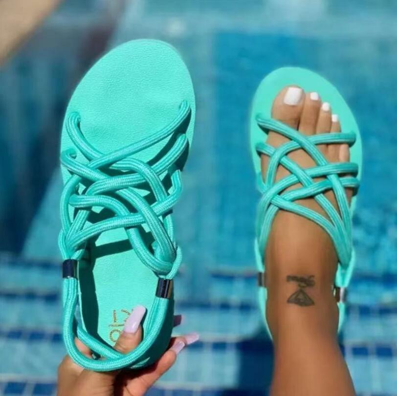 2021 Women Sandals Non-Slip-Shoes Candy-Color Breathable Summer Casual Solid Female