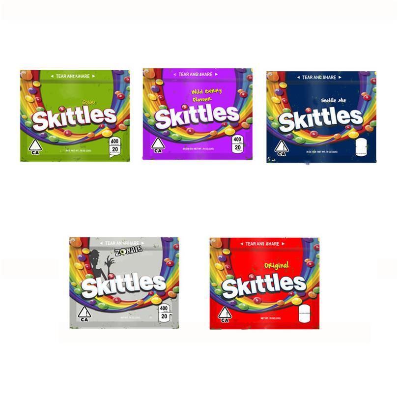 Arrival Skittles Mylar Bags 400mg Empty Medicated Sour Rainbow Edibles Candy Gummy Zipper Retail Packaging Skittles Bags Pouch Package