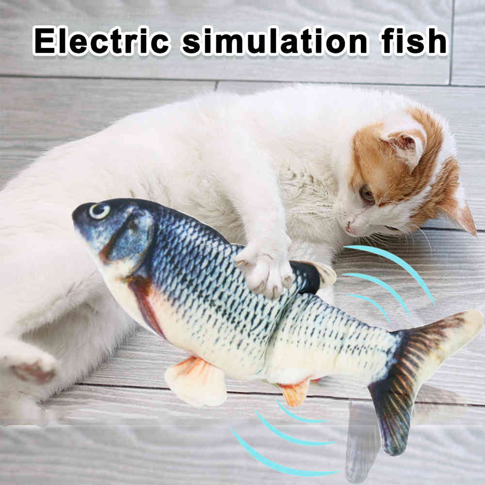 30CM Cute Cat Toy Fish USB Electric Charging Simulation Dancing Jumping Moving Floppy Fish For Cats InteractiveFree Catnip Insid