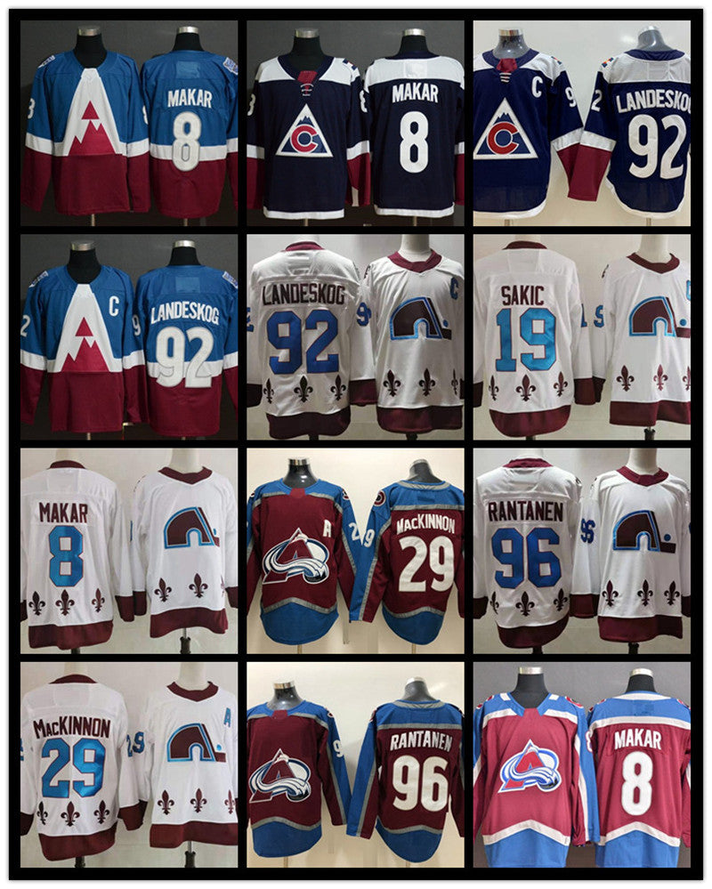 2021 Reverse Retro Colorado Avalanche Hockey Jersey Nathan MacKinnon Gabriel Landeskog Mikko Rantanen 8 Cale Makar Joe Sakic Stadium Series