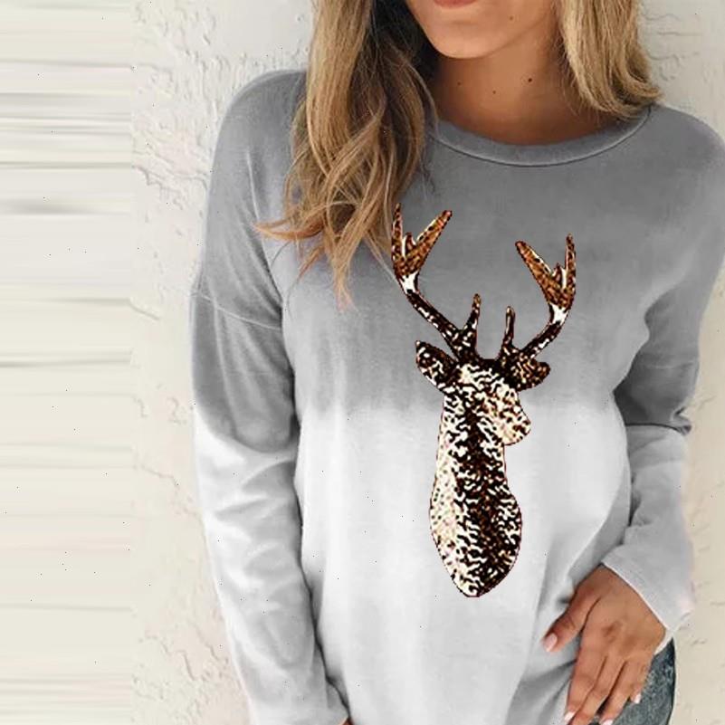 Fashion Christmas Elk Print Tie Womens Blouses Dry Plus Size Casual Winter Ladies O Neck Tops Women Long Sleeve Shirt