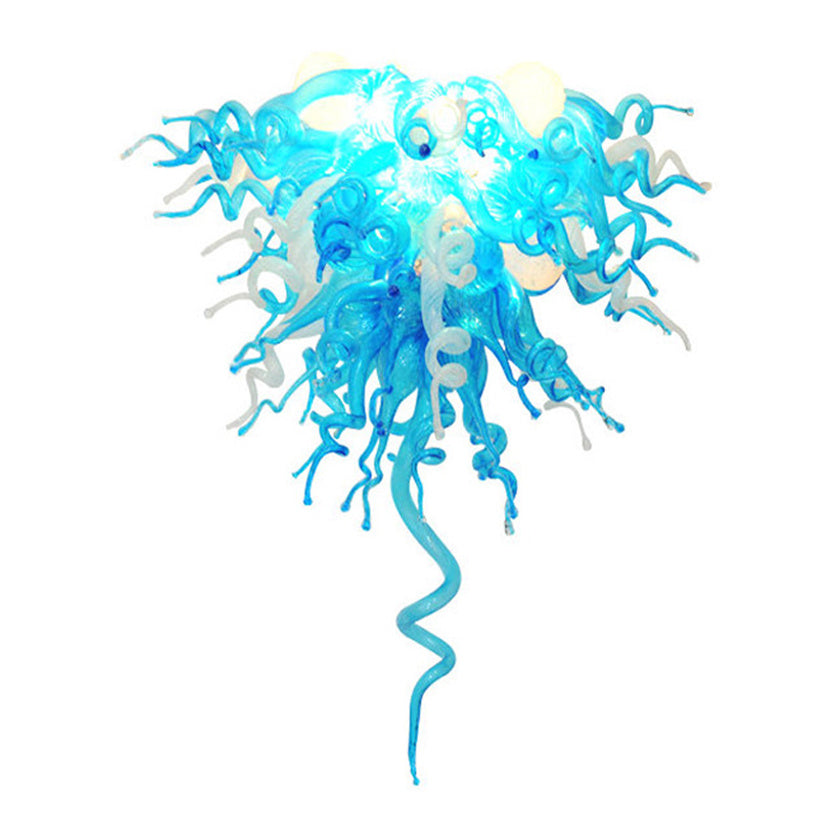 Custom Home Creative Lamps Nordic Chandeliers for Dining Room 100% Hand Mouth Blown Murano Glass Modern Chandelier Blue and White Colored LED Bulbs