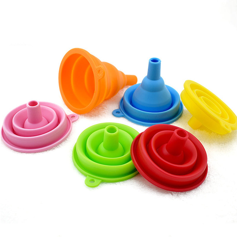 Silicone Collapsible Funnel Kitchen Tools Mini Foldable Be Hung Folding Portable Funnels Liquid Dispensing 1 Pcs Household