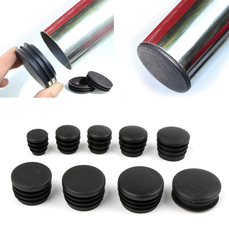 Ootdty 10-piece Black Plastic Furniture Leg Plug Blanking End Cap Bung For Round Tube