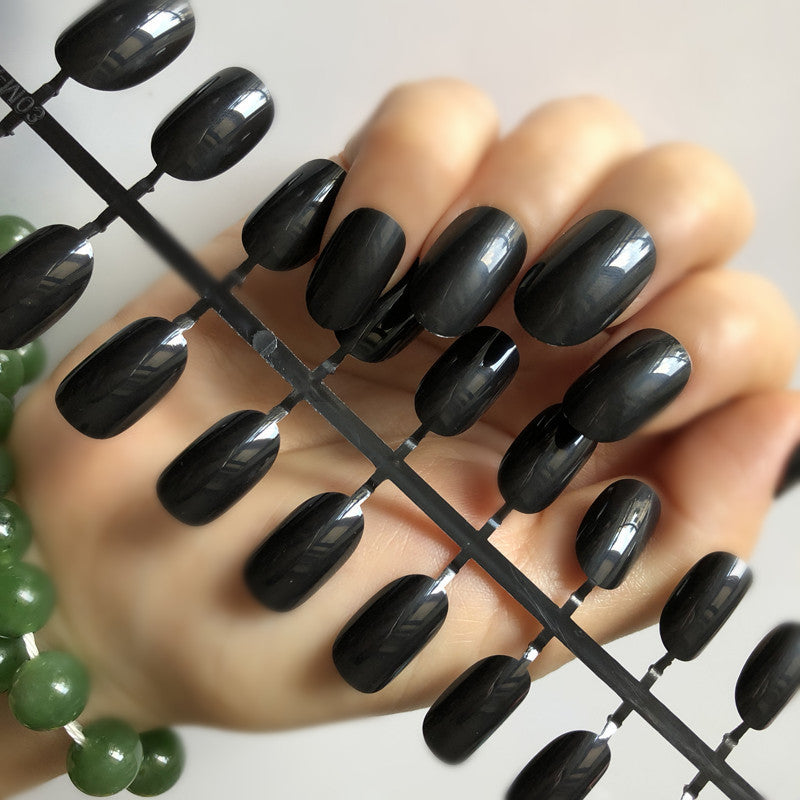 Black Milk light green PINK YELLOW Round Natural False Nails Glitter French Nail Short Round Size Manicure Tips 24pcs