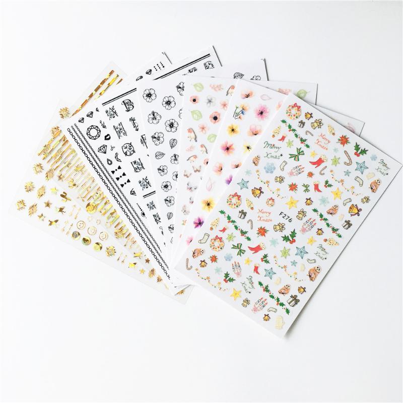 1 Sheet 3D Nail Sticker Transfer Decals Nail Accessories Summer Tropical Beach Art Design Geometric Flower Manicure Tools