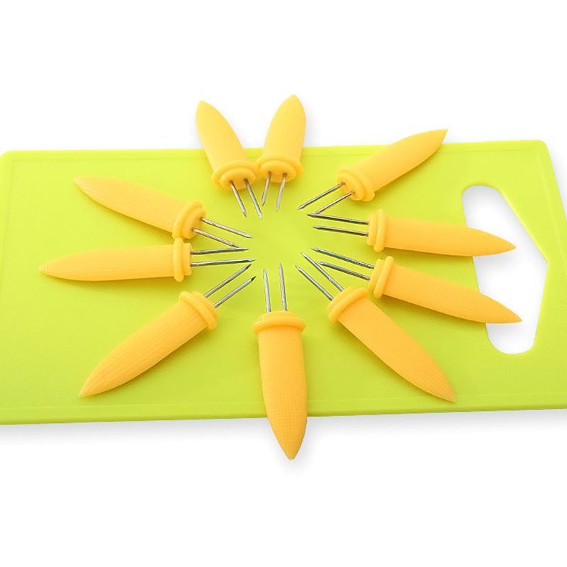 1 Cuts Fork Maize Spies Rvs Corn Holders Maize Beans Fruit Forks Barbecue Tool (yellow)