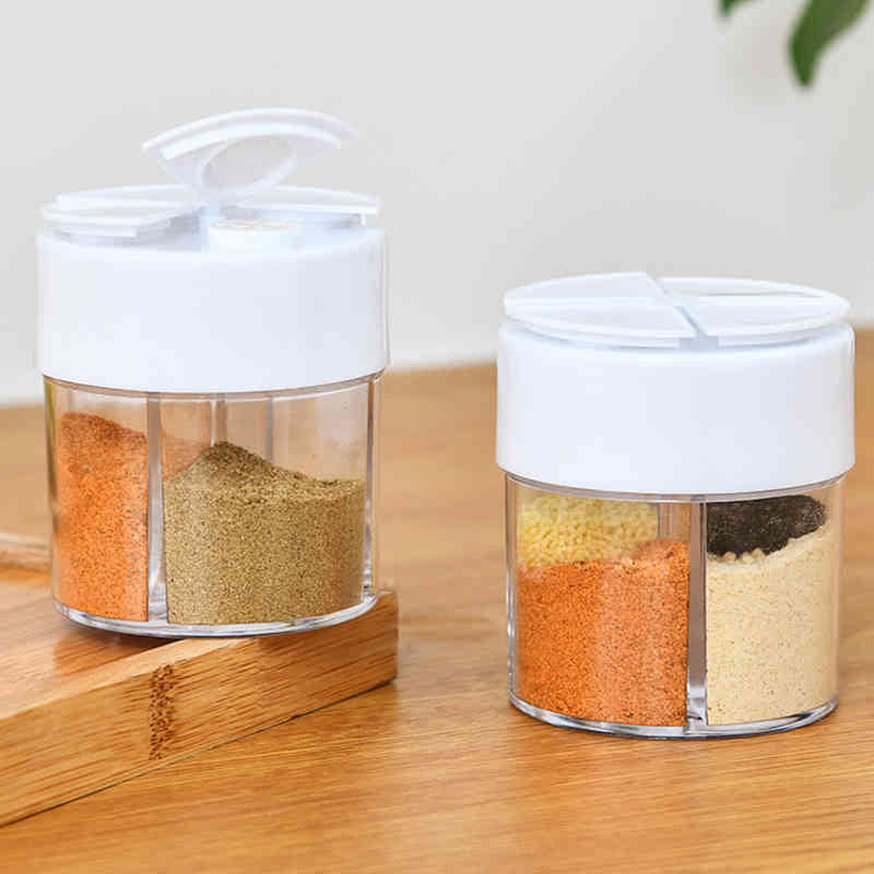 Seasoning Box Combination Four Compartments Kitchen Supplies Multi Spice Jar With Lid Storage Seasoning Box Kitchen Tool