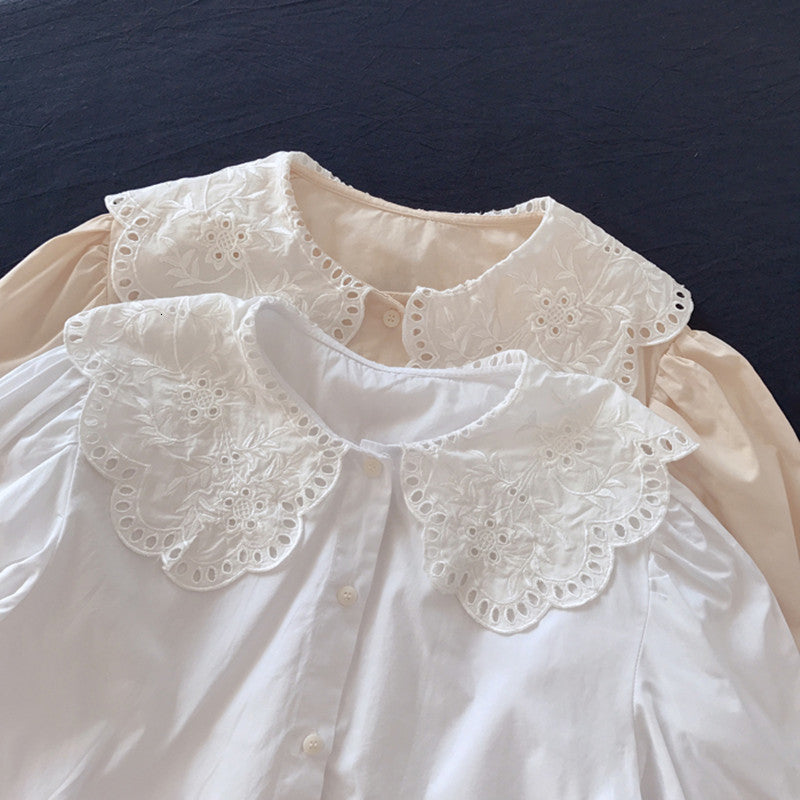 Women&#039;s Blouses & Shirts Lamtrip Unique Baroque Embroidery Peter Pan Collar Long Sleeve Shirt Blouse Lolita 2021 Spring IWEU