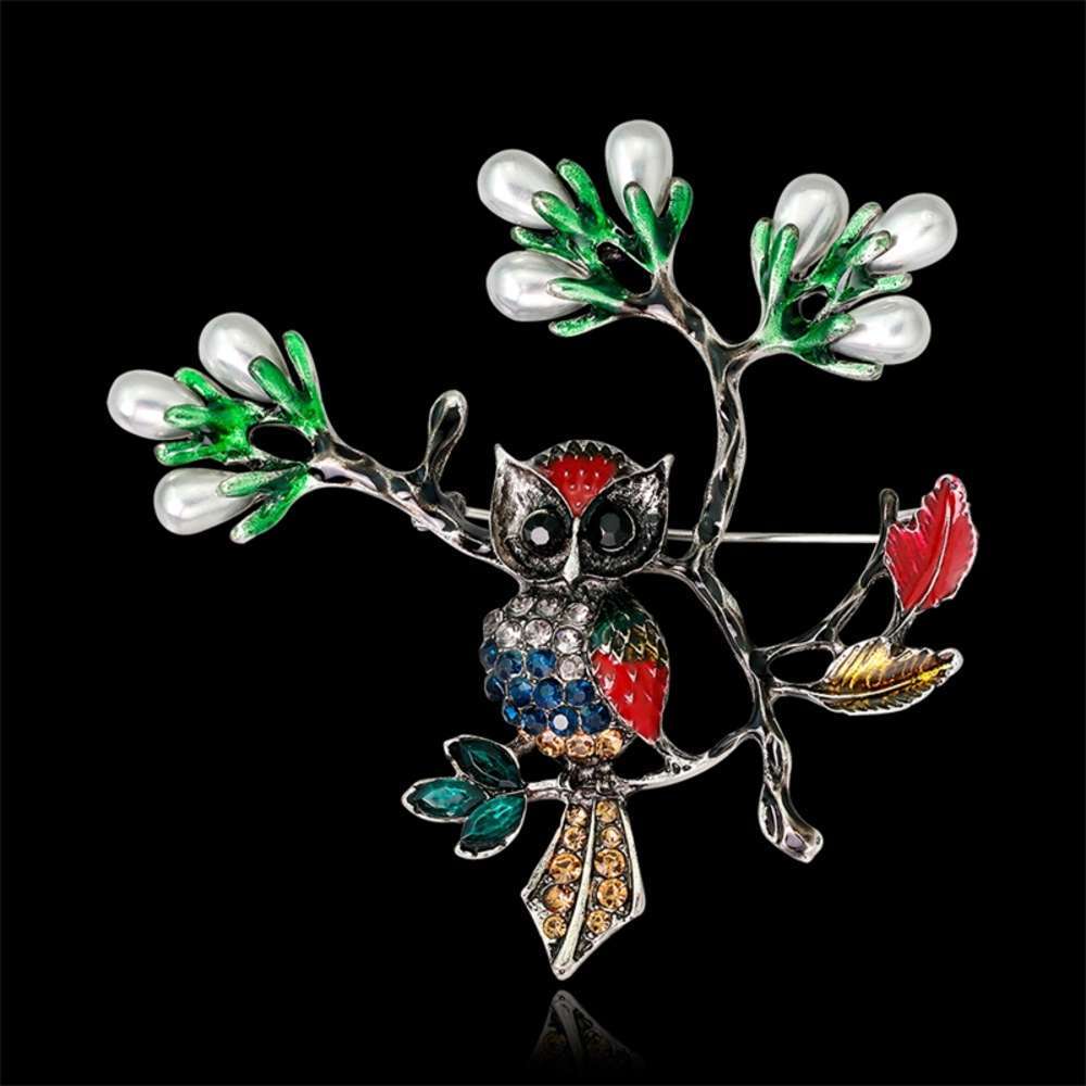 Fashion oil drop drill Animal branch personality Bird Brooch