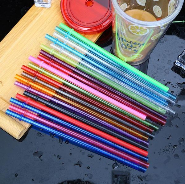 10.5inch Colorful Plastic Drinking Straw 26cm Reusable straws for tall skinny tumblers PP candy color Drinkstraws cocktail bar tools SN2298
