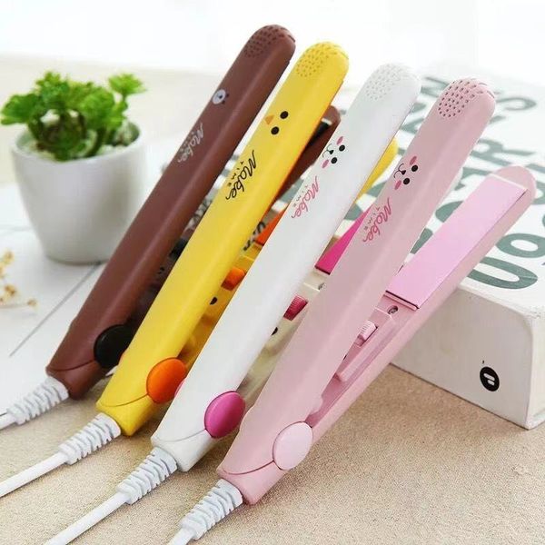 Mini hair straightener and curler dual-purpose splint hairdressing tools Christmas gifts cute cartoon graphics temperature adjustable