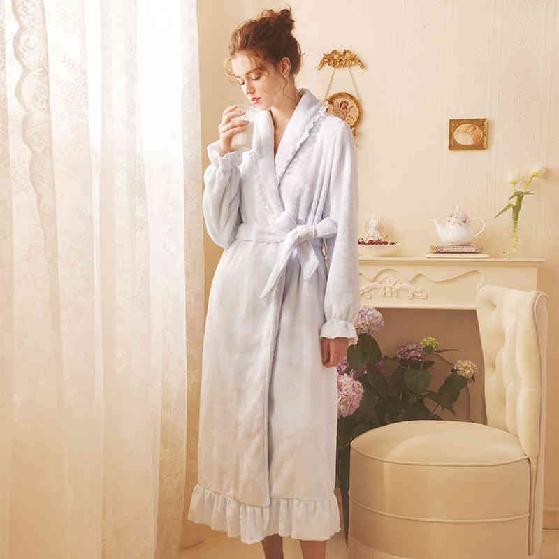Casual Dresses Lady Robe Bathrobe Sleepwear House Woman Winter Veet 4Q6M