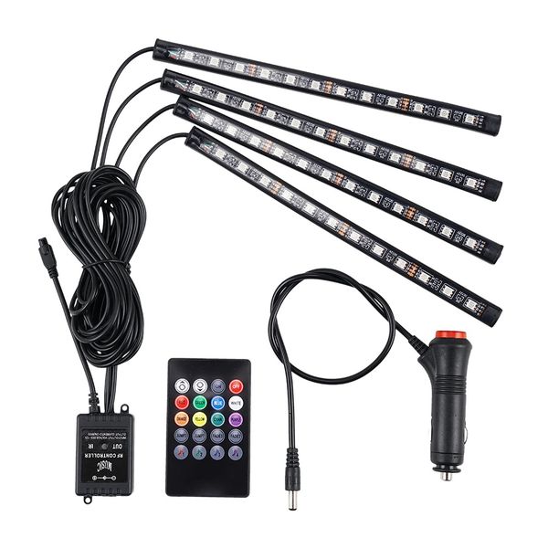 4Pcs-Set Car Styg 12V LED Strip Light Decorative Atmosphere Lamps Auto Interior Accessories With Remote