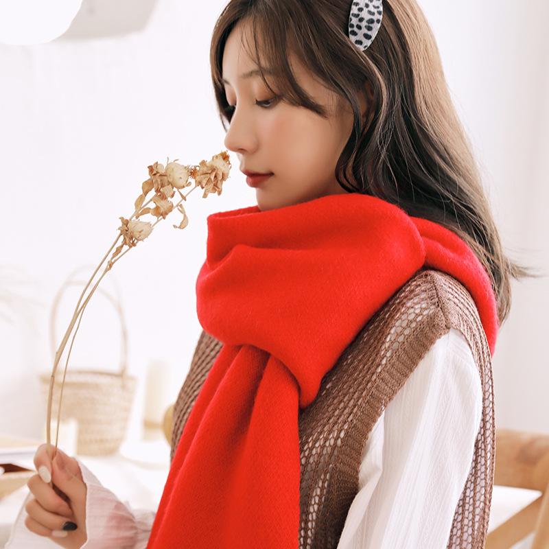 Scarves Women&#039;s Solid Color Cashmere Scarf Ladies Thick Warm Soft Autumn Winter Neck Shawls For Lady Female Shawl Pashmina